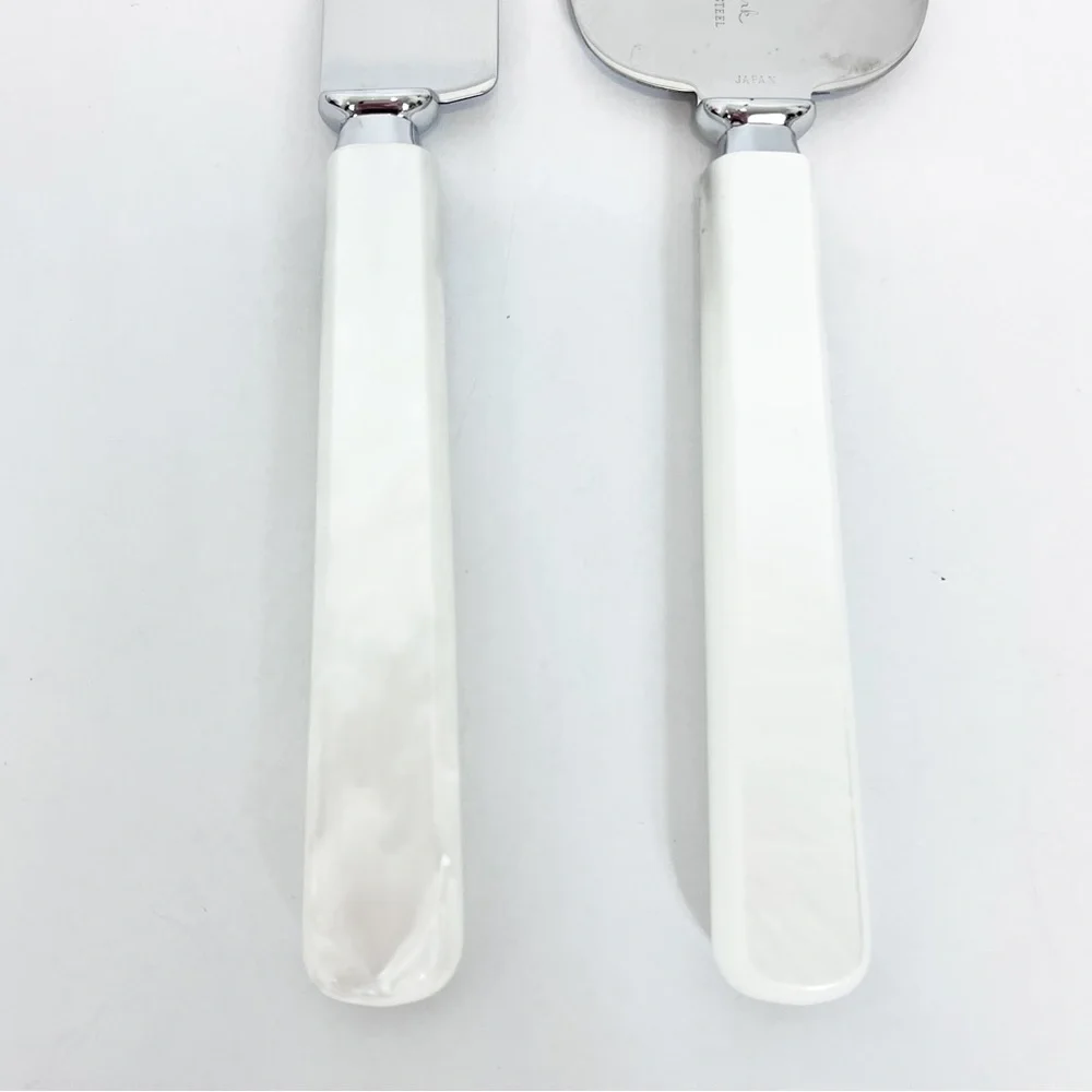 Vintage Wedding Faux Mother Of Pearl Stainless Steel Cake Knife & Server Japan